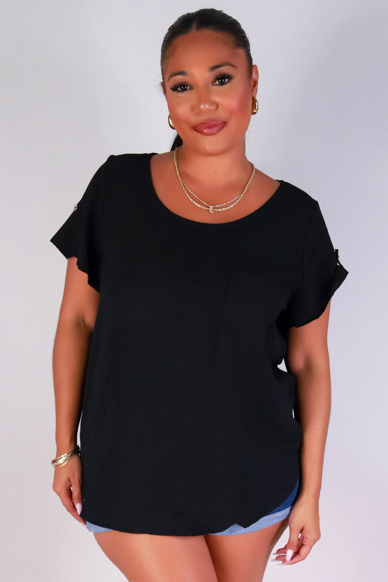 Jeans Warehouse Hawaii - PLUS S/S SOLID WOVEN TOPS - ESSENTIAL EASE TOP | By ZENOBIA