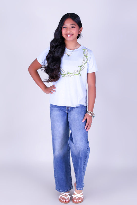 TI LEAF PIKAKE TWIST LEI TEE | KIDS SIZE 2-16