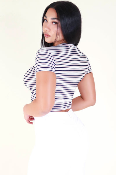 Jeans Warehouse Hawaii - S/S STRIPE - PICK ME UP CROP TOP | By POPULAR 21