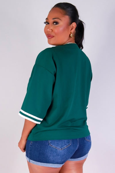 Jeans Warehouse Hawaii - PLUS S/S PRINT WOVEN TOPS - HAWAII BASEBALL JERSEY | By I JOAH