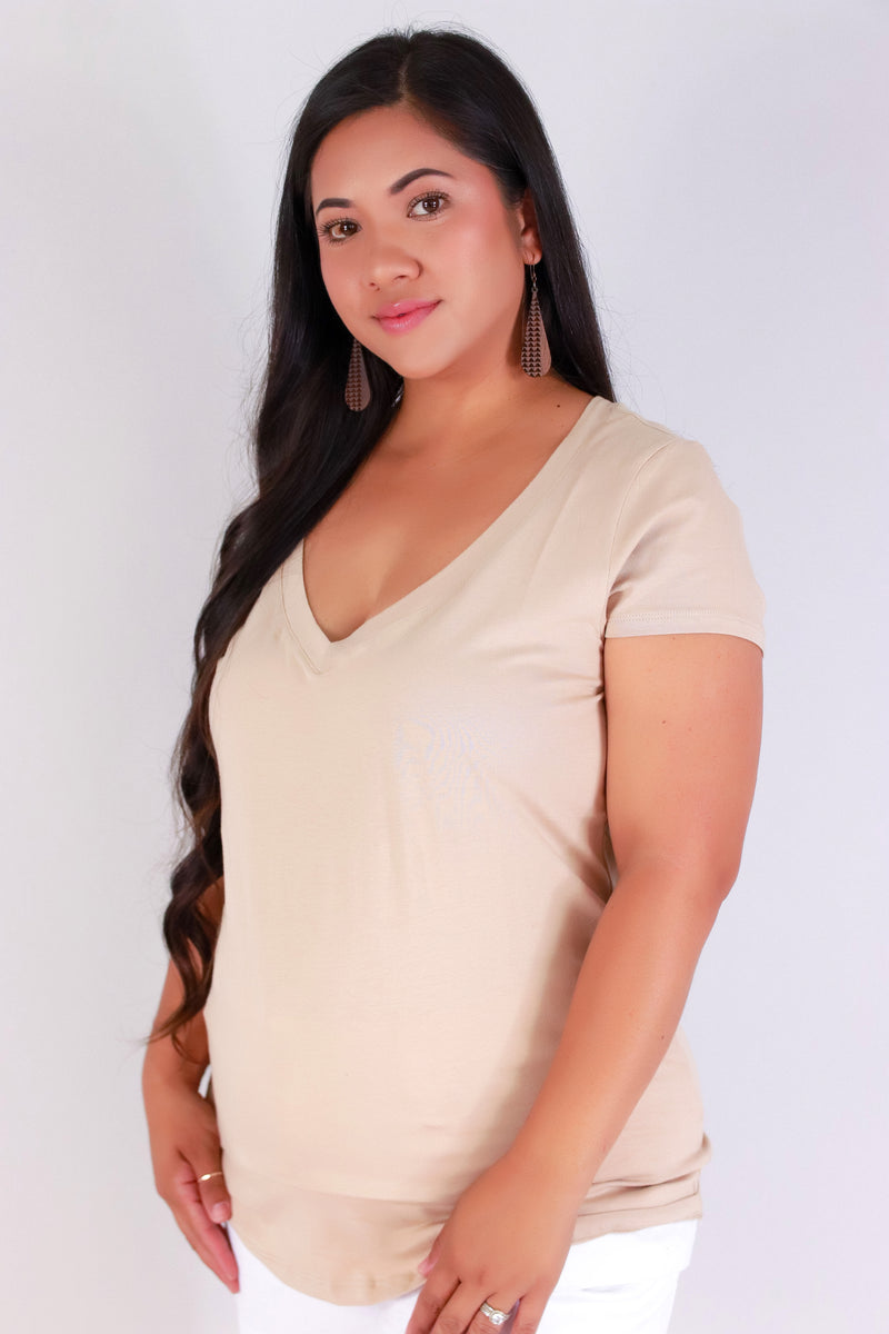 Jeans Warehouse Hawaii - PLUS BASIC V NECK TEES - DAVIE TEE | By AMBIANCE APPAREL