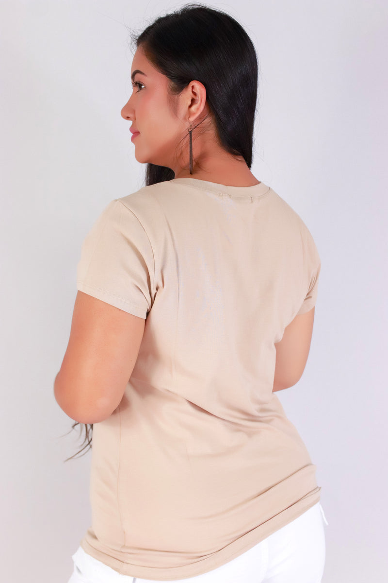 Jeans Warehouse Hawaii - PLUS BASIC V NECK TEES - DAVIE TEE | By AMBIANCE APPAREL