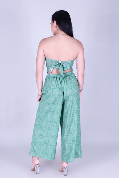WAVY HIBISCUS TIE BACK JUMPSUIT