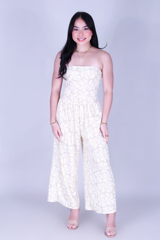 WAVY HIBISCUS TIE BACK JUMPSUIT