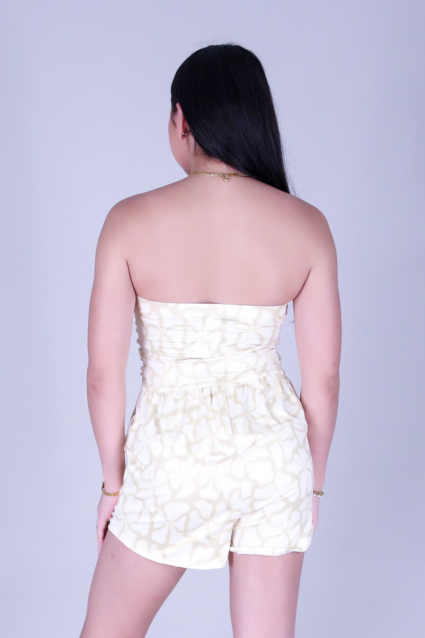 WAVY HIBISCUS TUBE ROMPER