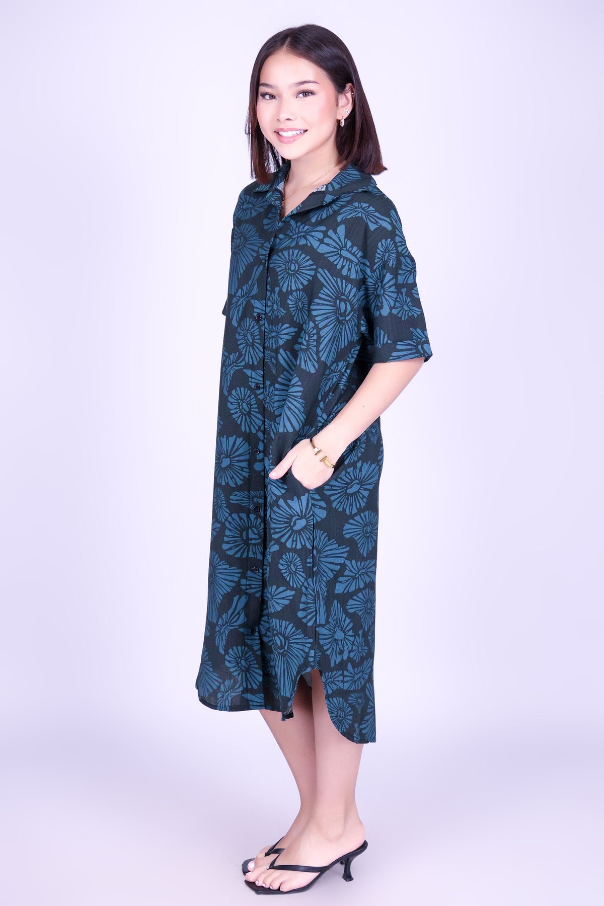 ISLAND OPIHI SHELLS BUTTON DOWN DRESS