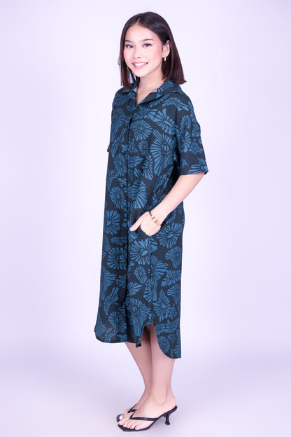ISLAND OPIHI SHELLS BUTTON DOWN DRESS