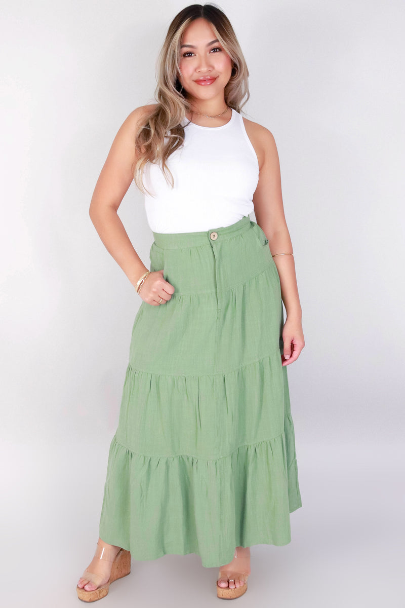 Jeans Warehouse Hawaii - SOLID LONG SKIRTS - TIERED MAXI SKIRT | By VERY J