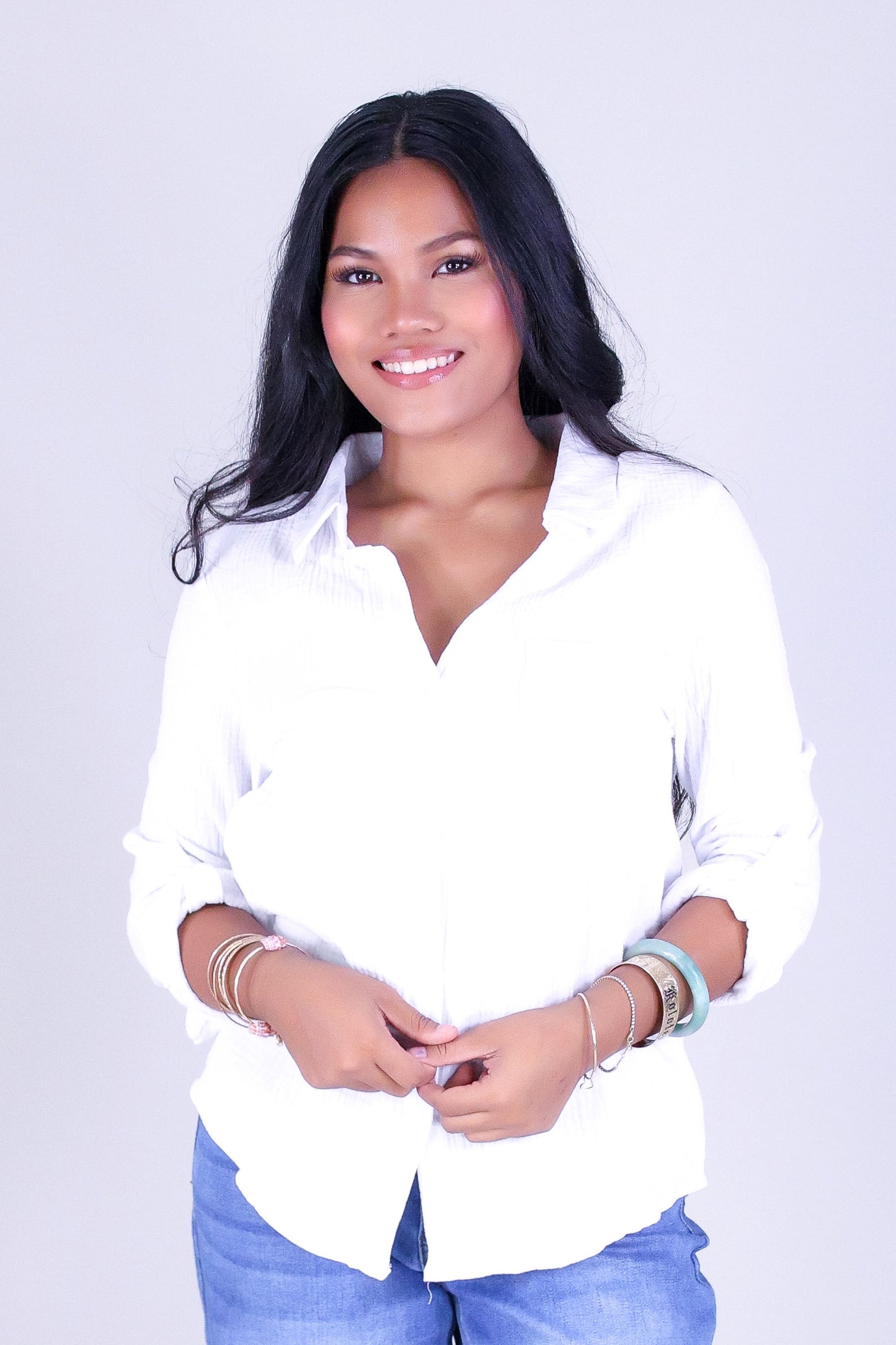 BREEZY BUTTON-DOWN TOP