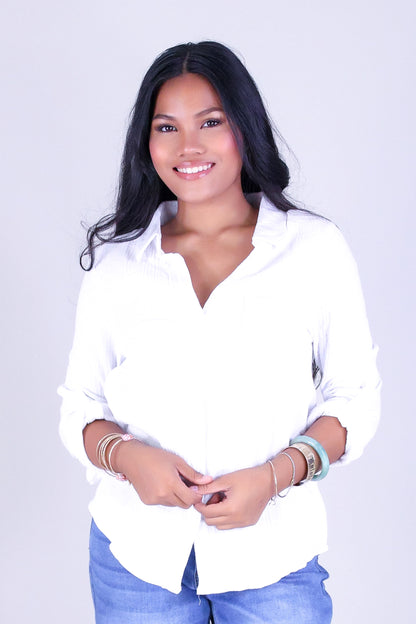 BREEZY BUTTON-DOWN TOP