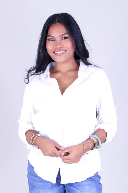 BREEZY BUTTON-DOWN TOP