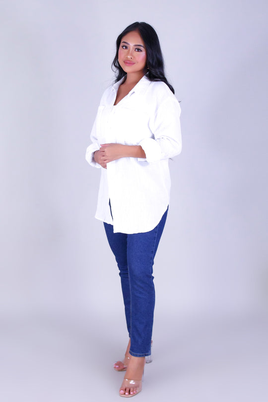 RELAXED FIT BUTTON-DOWN TOP