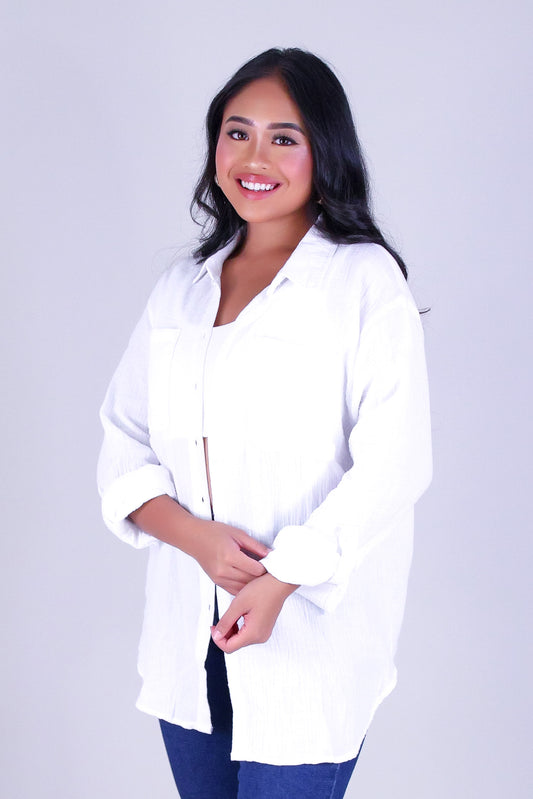 RELAXED FIT BUTTON-DOWN TOP