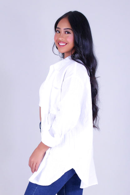 RELAXED FIT BUTTON-DOWN TOP