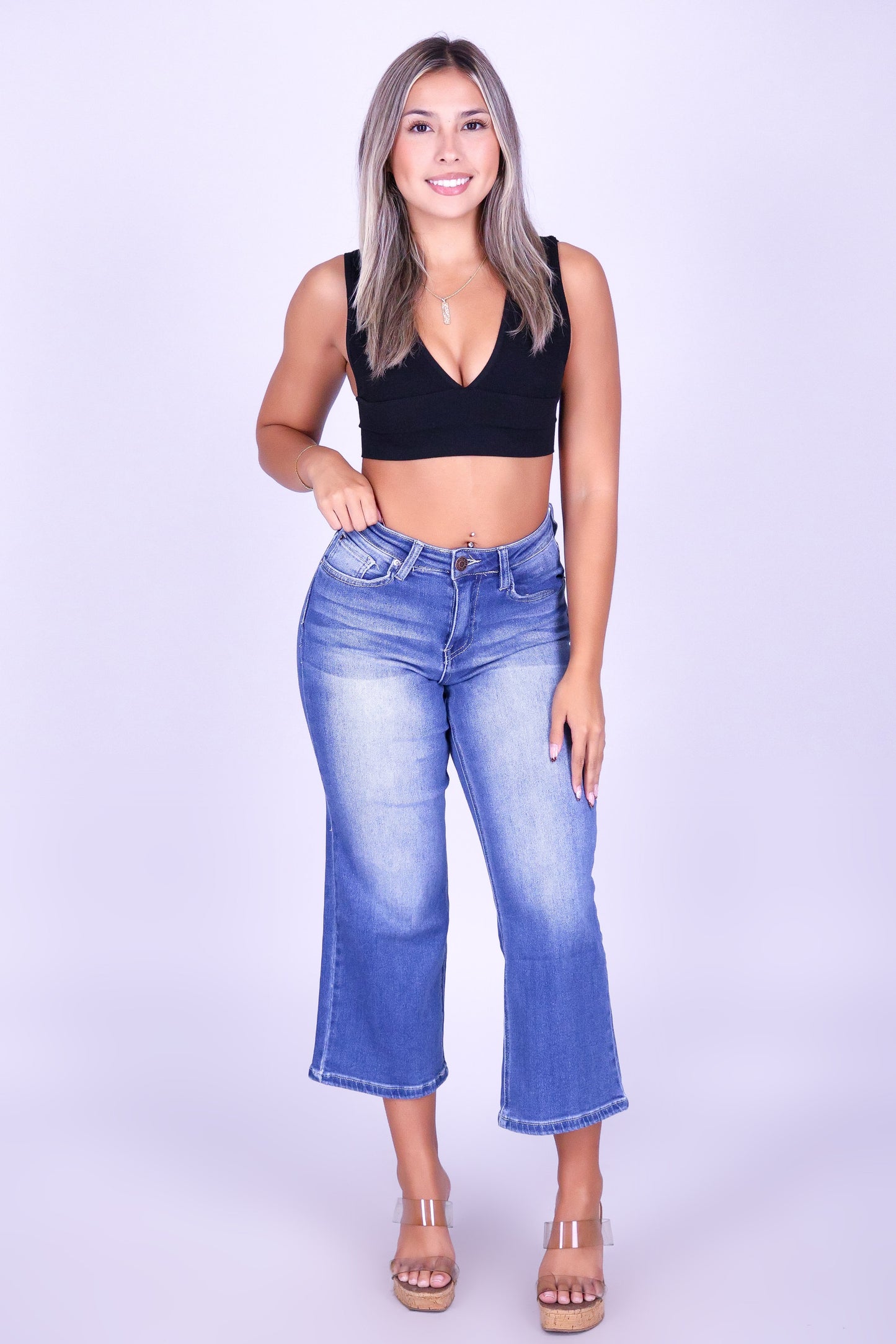 HIGHLINE CROP DENIM CAPRI'S