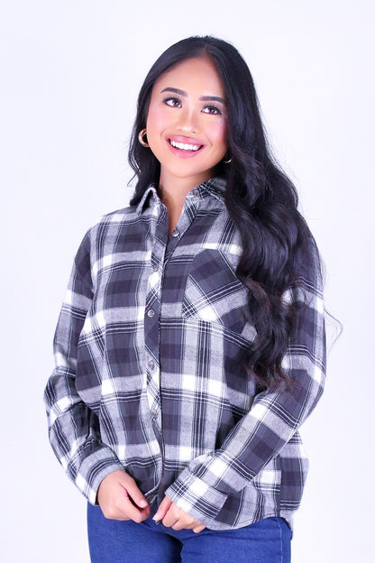 WARM CHECK OVERSIZED PLAID TOP