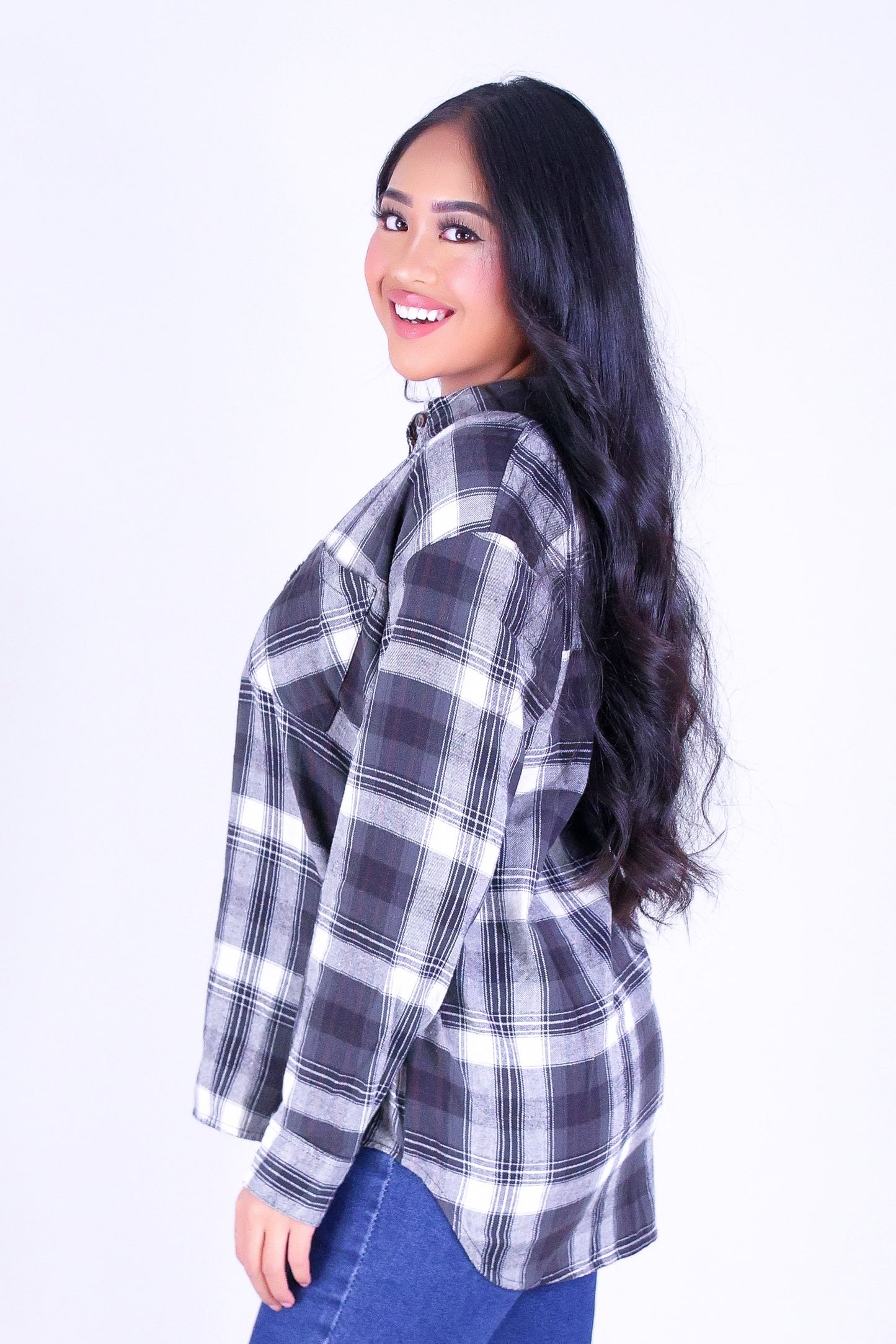 WARM CHECK OVERSIZED PLAID TOP