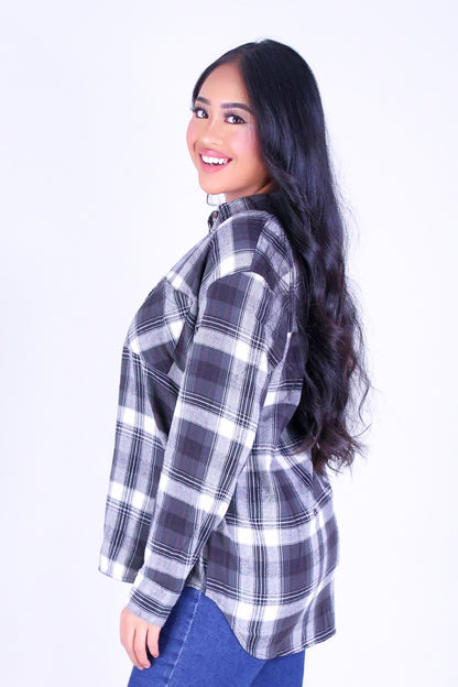 WARM CHECK OVERSIZED PLAID TOP