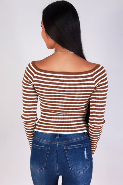 Jeans Warehouse Hawaii - SOLID LONG SLV TOPS - STRIPE ME SWEET TOP | By ACTIVE USA