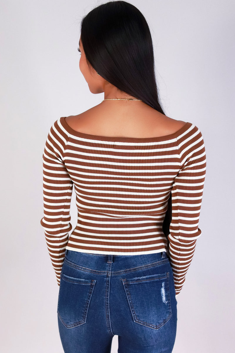 Jeans Warehouse Hawaii - SOLID LONG SLV TOPS - STRIPE ME SWEET TOP | By ACTIVE USA