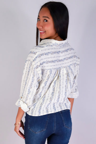Jeans Warehouse Hawaii - L/S PRINT WOVEN CASUAL TOPS - FLORAL FIX TOP | By PASSPORT/MS BUBBLES