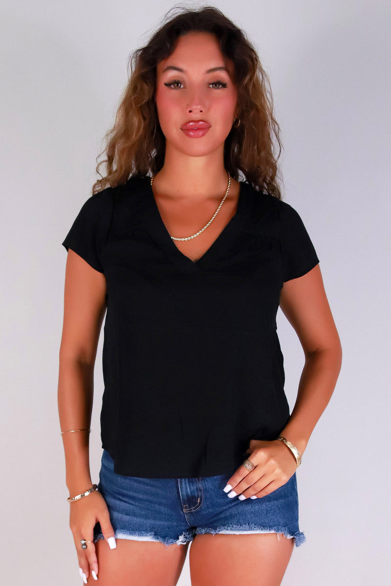 Jeans Warehouse Hawaii - S/S SOLID WOVEN CASUAL TOPS - SUMMER SWAY TOP | By BE COOL