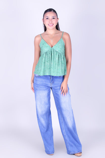 WAVY HIBISCUS BABYDOLL TOP