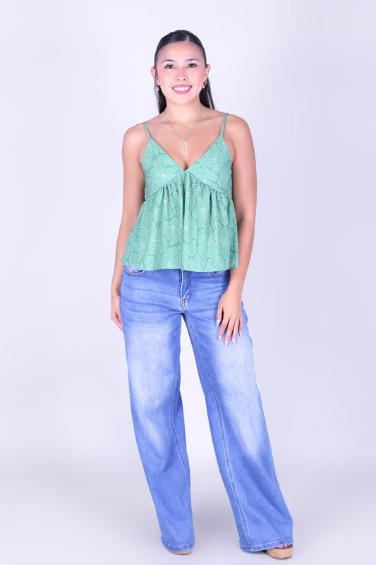 WAVY HIBISCUS BABYDOLL TOP