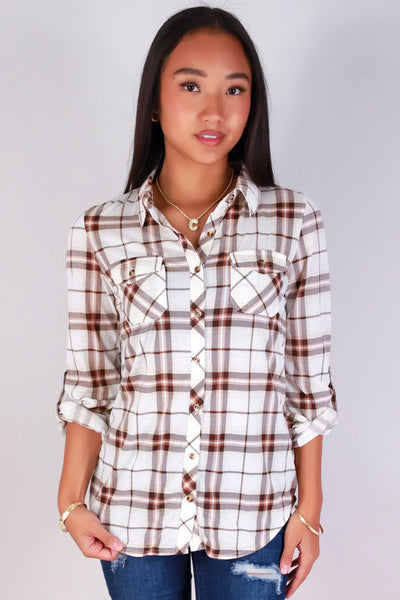 Jeans Warehouse Hawaii - LS PRINT - MAD FOR PLAID TOP | By PASSPORT/MS BUBBLES