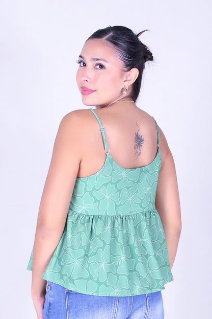 WAVY HIBISCUS BABYDOLL TOP