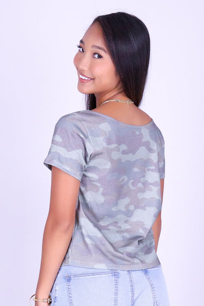 HAWAII CAMO OFF SHOULDER TEE