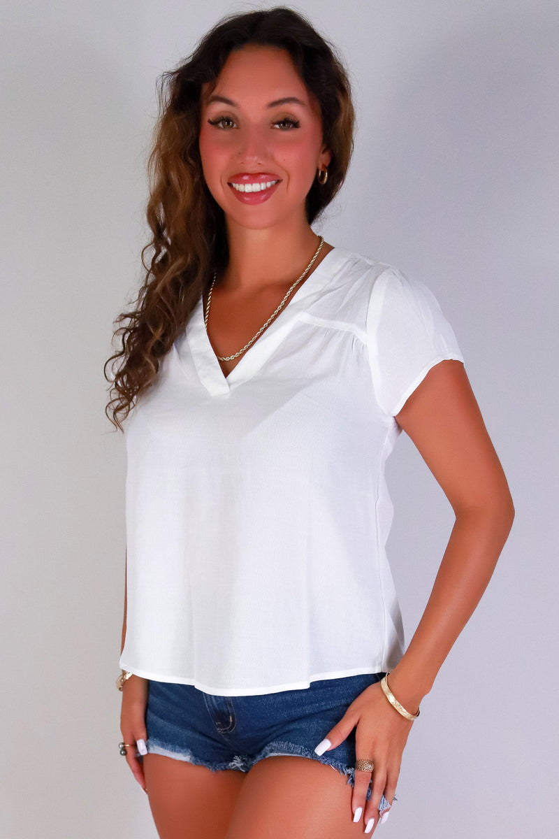 Jeans Warehouse Hawaii - S/S SOLID WOVEN CASUAL TOPS - SUMMER SWAY TOP | By BE COOL