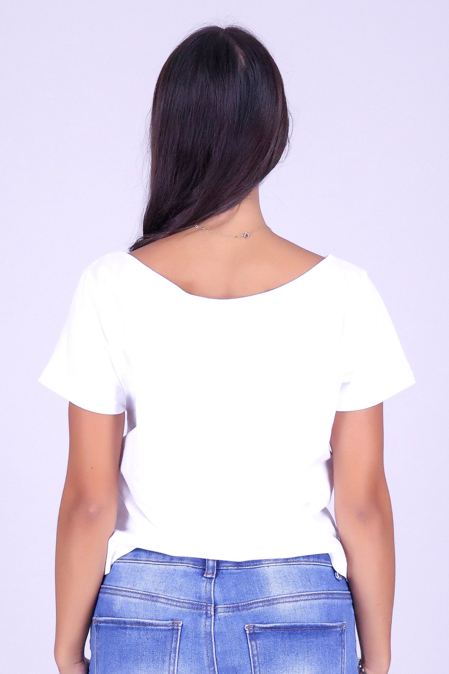 QUILT OFF SHOULDER CROP TEE