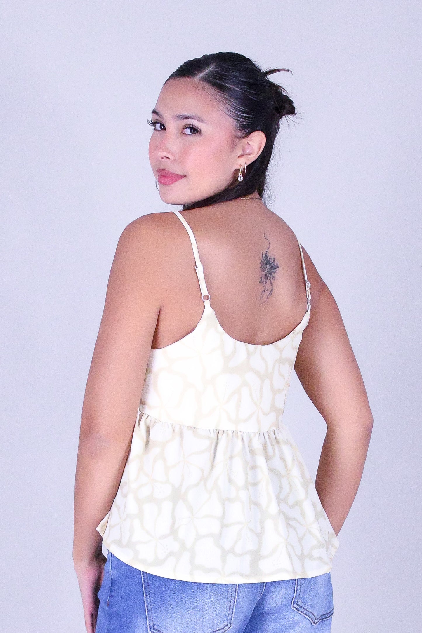 WAVY HIBISCUS BABYDOLL TOP