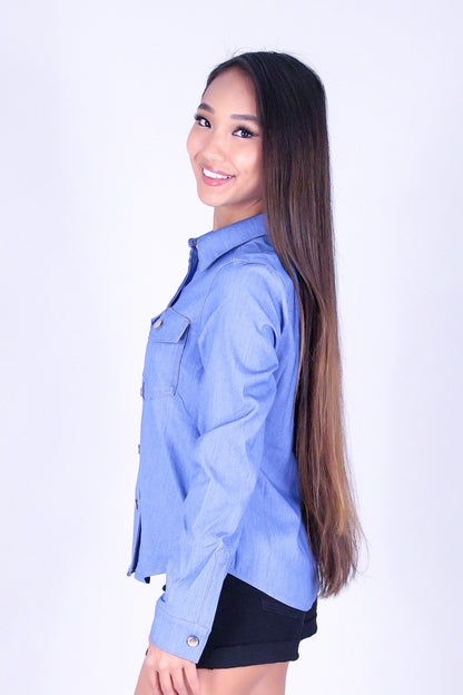 ROGUE BLUE BUTTON DOWN TOP