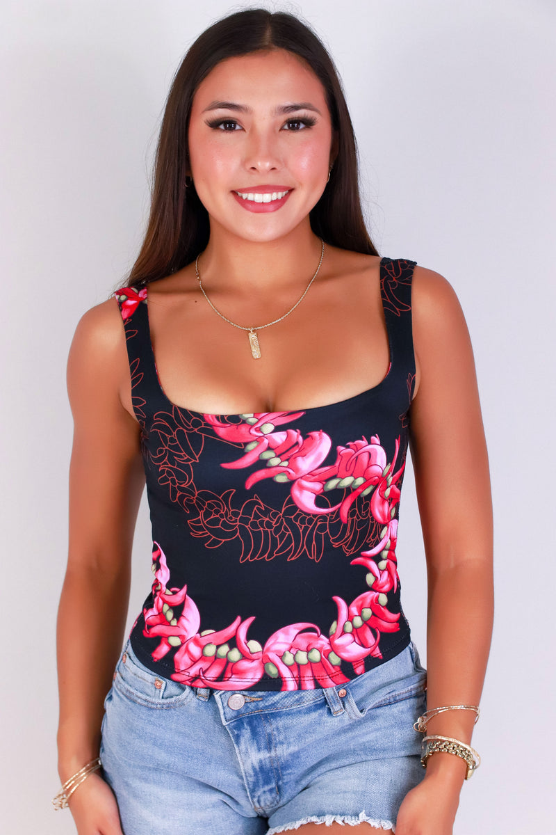 Jeans Warehouse Hawaii - SL PRINT - JADE SQUARE NECK TOP | By LUZ