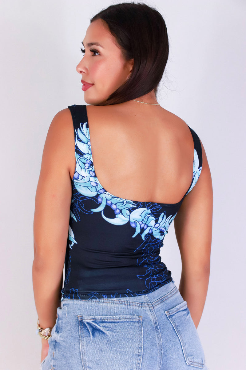 Jeans Warehouse Hawaii - SL PRINT - JADE SQUARE NECK TOP | By LUZ