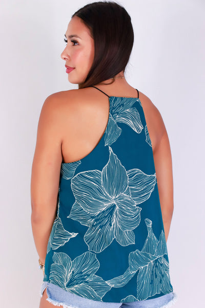 Jeans Warehouse Hawaii - TANK PRINT WOVEN DRESSY TOPS - LINE & BLOOM TOP | By PAPERMOON/ B_ENVIED
