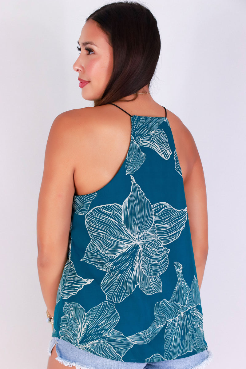Jeans Warehouse Hawaii - TANK PRINT WOVEN DRESSY TOPS - LINE & BLOOM TOP | By PAPERMOON/ B_ENVIED
