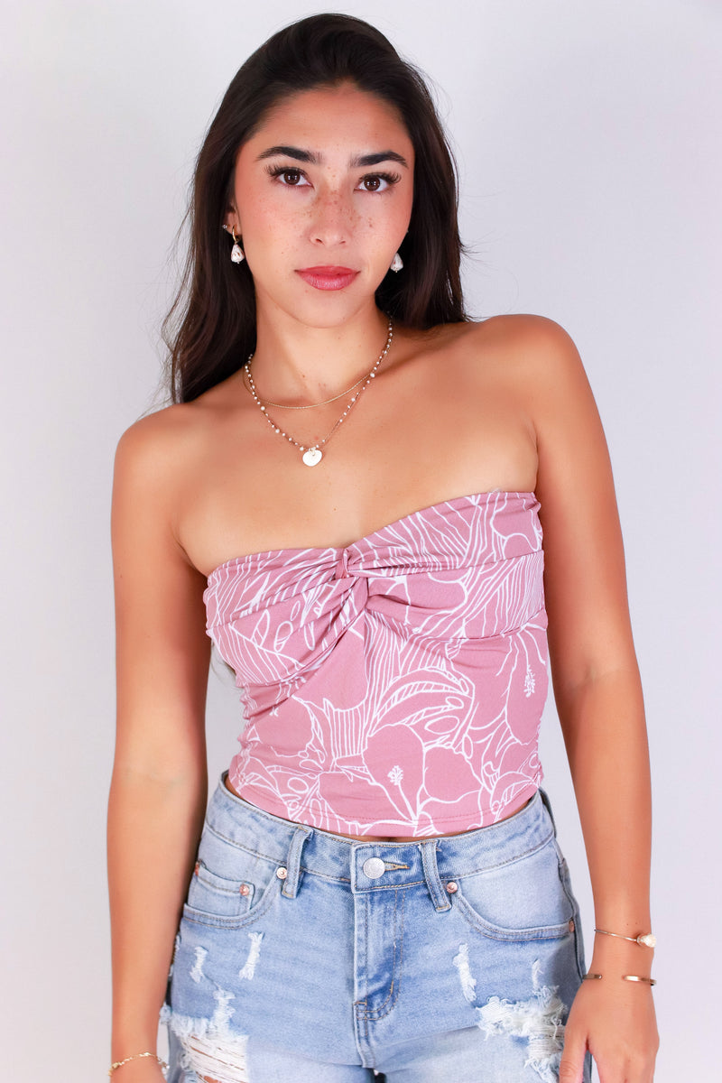 Jeans Warehouse Hawaii - SL PRINT - SECRET GARDEN CROP TUBE TOP | By PAPERMOON/ B_ENVIED