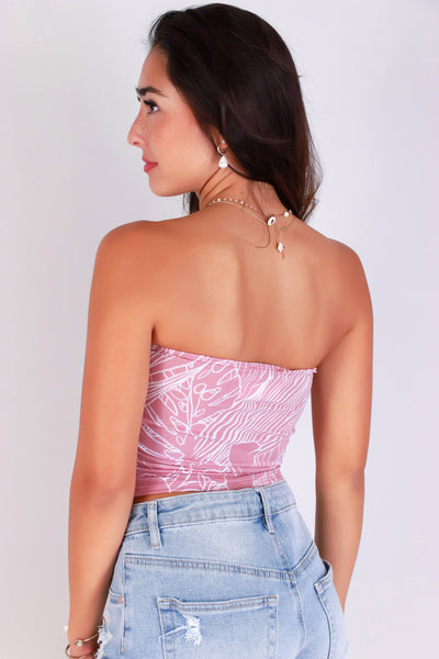 Jeans Warehouse Hawaii - SL PRINT - SECRET GARDEN CROP TUBE TOP | By PAPERMOON/ B_ENVIED