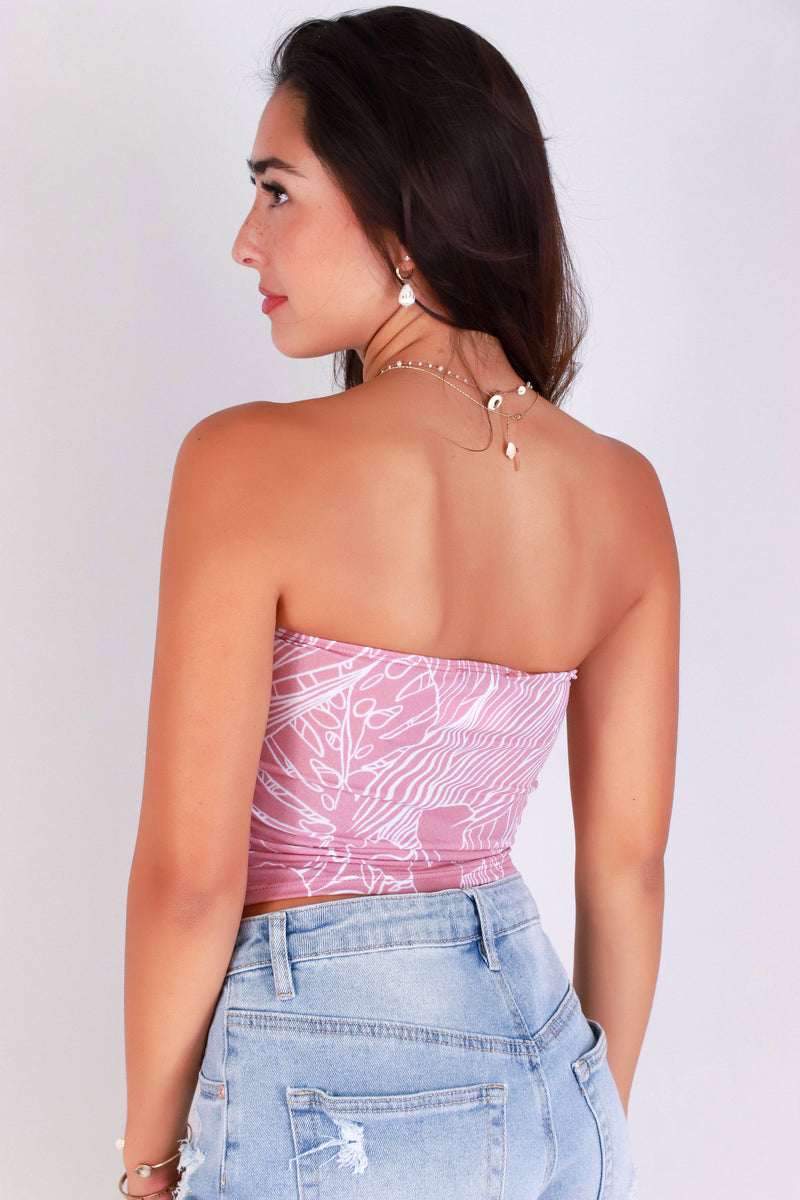 Jeans Warehouse Hawaii - SL PRINT - SECRET GARDEN CROP TUBE TOP | By PAPERMOON/ B_ENVIED