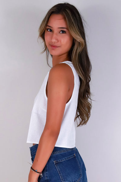 Jeans Warehouse Hawaii - TANK SOLID WOVEN CASUAL TOPS - BREEZE BABE TANK TOP | By MINE FASHION