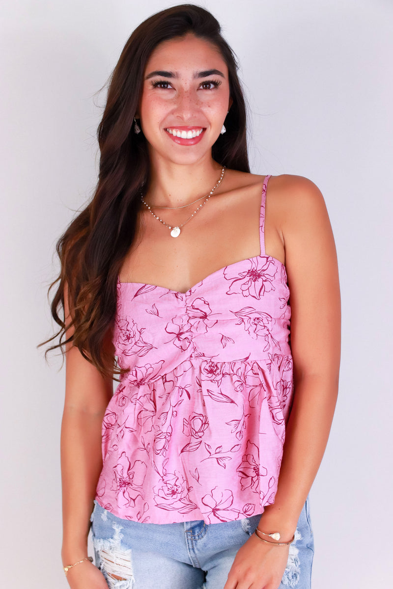 Jeans Warehouse Hawaii - TANK PRINT WOVEN CASUAL TOPS - BLOOM BABE TOP | By PAPERMOON/ B_ENVIED
