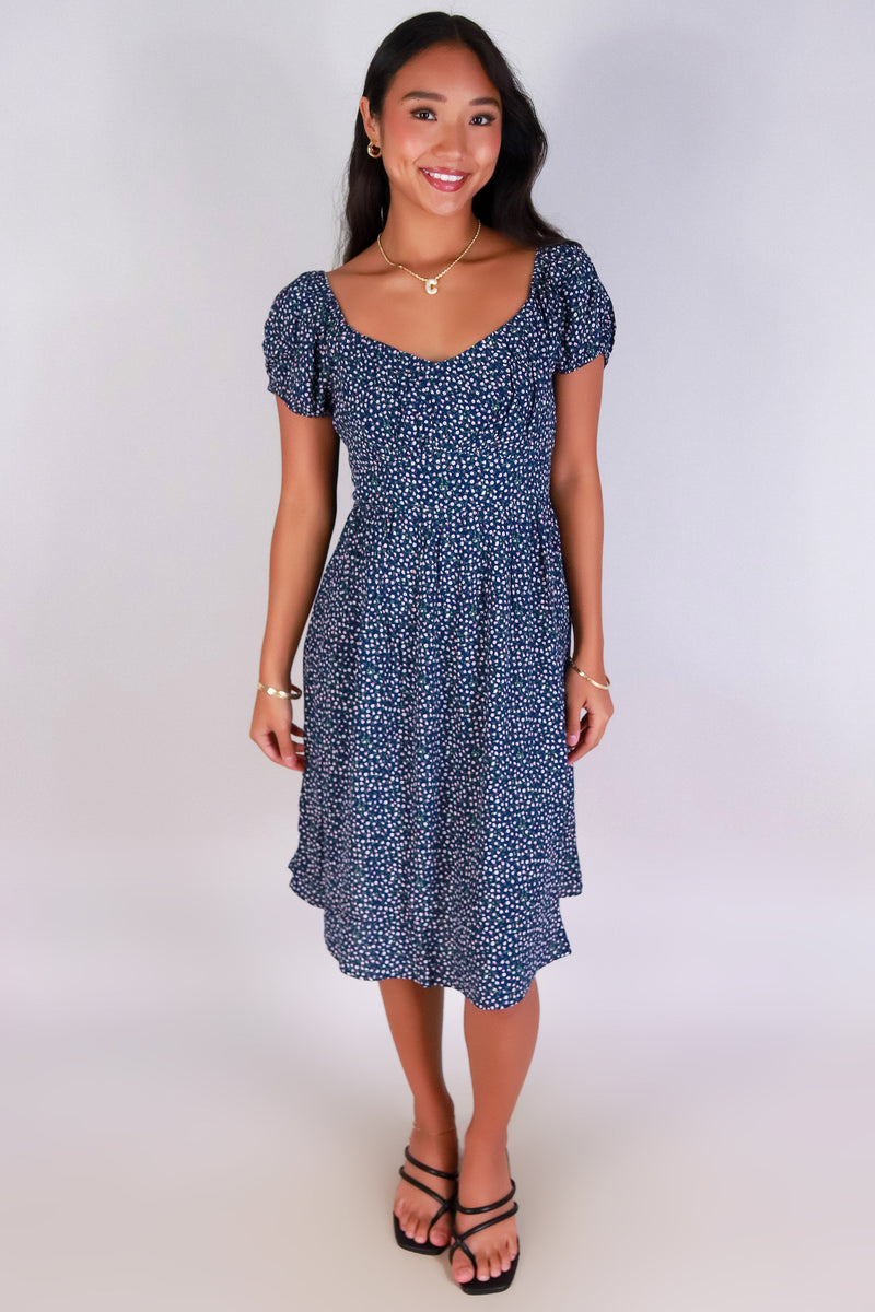 Jeans Warehouse Hawaii - SLEEVE SHORT PRINT DRESSES - GARDEN GRACE DRESS | By BE COOL