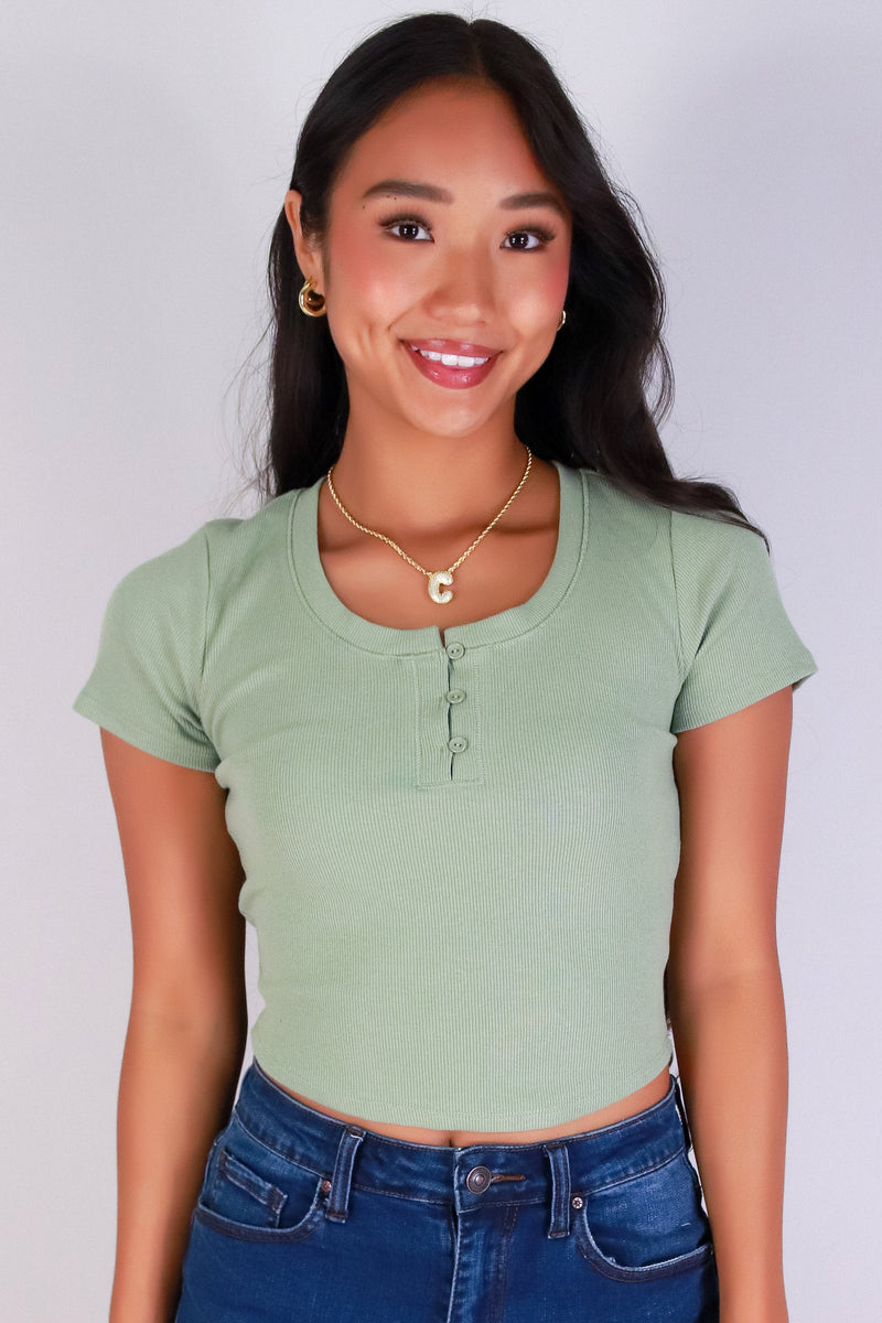 Jeans Warehouse Hawaii - SS CASUAL SOLID - CROP CRUSH TOP | By CRESCITA APPAREL/SHINE I