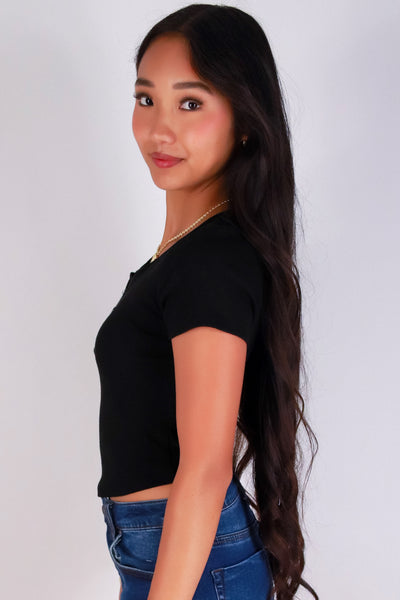 Jeans Warehouse Hawaii - SS CASUAL SOLID - CROP CRUSH TOP | By CRESCITA APPAREL/SHINE I
