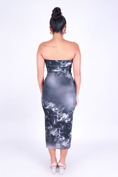 FLORAL DAYDREAM MESH TUBE DRESS
