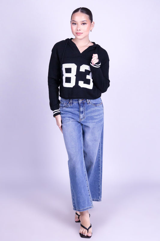 ALL FOR THE GAME CROP VARSITY SWEATER