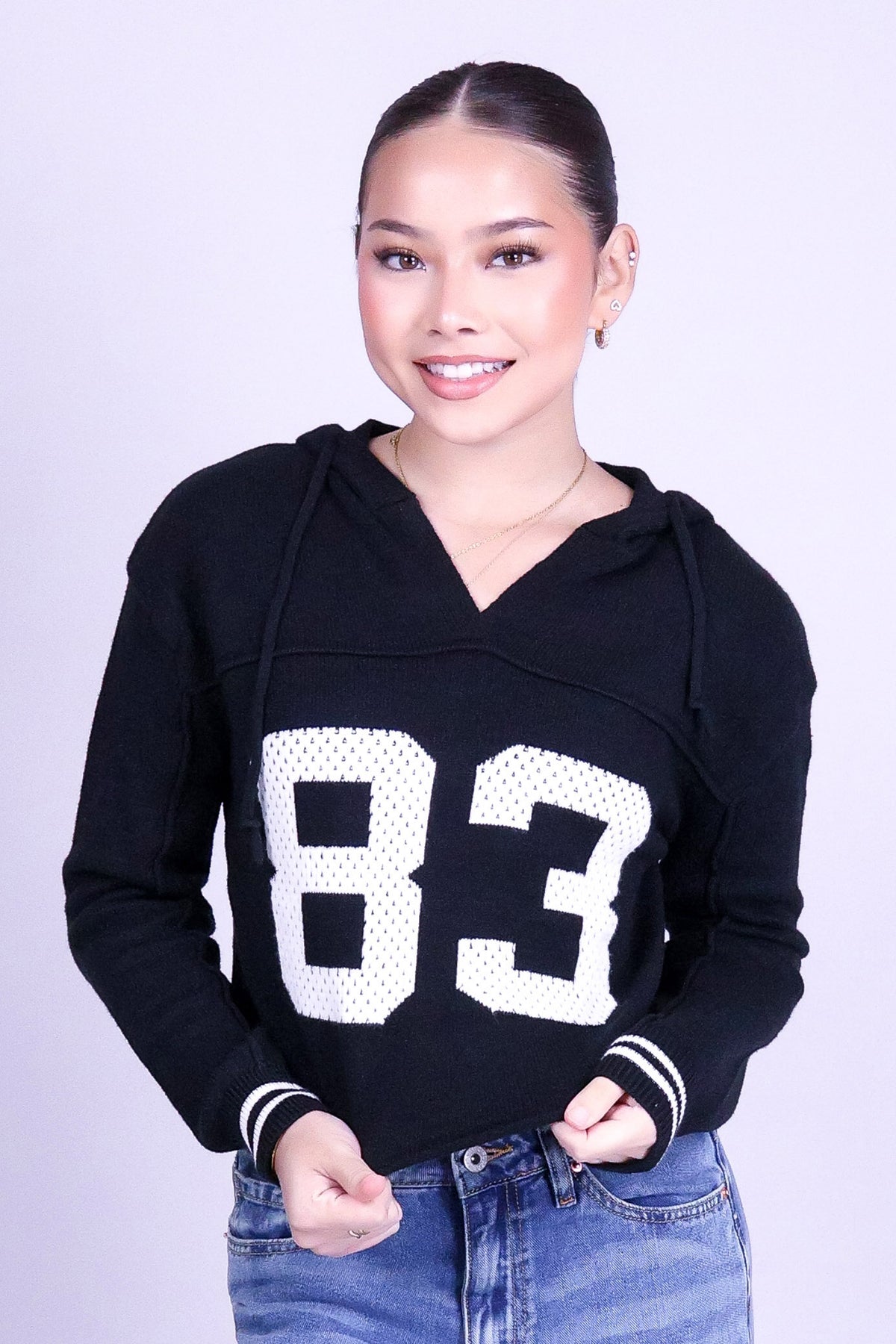 ALL FOR THE GAME CROP VARSITY SWEATER